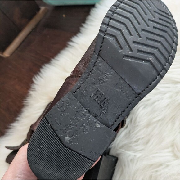 Frye Veronica Short Moto Boots Size 7.5 Dark Brown Leather Ankle Calf Booties - Picture 11 of 13